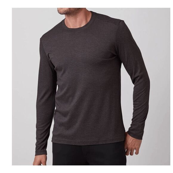 Raffi - The Josh Espresso Brown Long Sleeve Cotton Tee - 100% Aqua cotton - XL - Picture 1 of 11
